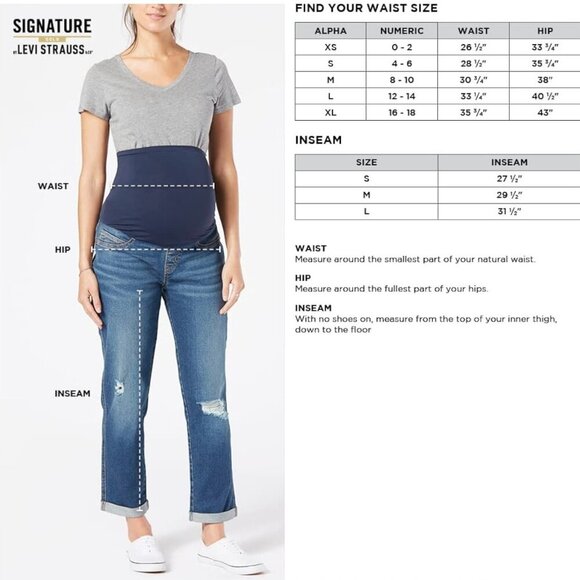 NWT- Sz S Maternity- Levi's Signature Gold Mid-Rise Rolled Hem 3" Shortie Shorts - Picture 6 of 11